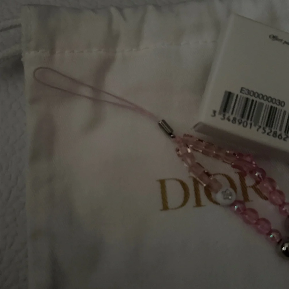 Dior Pink and Silver Beaded phone charm